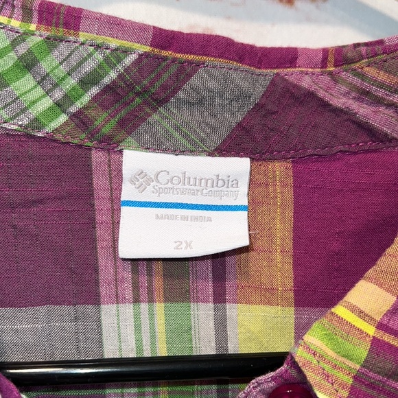 Columbia Camp Henry womens plus long sleeve blouse plaid roll tab cotton 2X - Picture 5 of 9